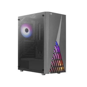 Case Gaming AEROCOOL Delta Mid Tower 1Fan 12Cm 1HD RGB USB Vidrio Lateral Frontal Negro