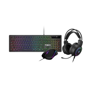 Combo Teclado Mouse Audifonos Gaming GAMDIAS Poseidon E2 Rainbow USB Negro