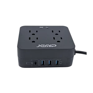 Regleta JEMIP Power Strip 4 Tomas 110V a 240V USB Negro