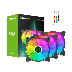 Ventilador GAMEMAX RQ300 Kit 3 In 1 LED RGB Control Remoto Negro